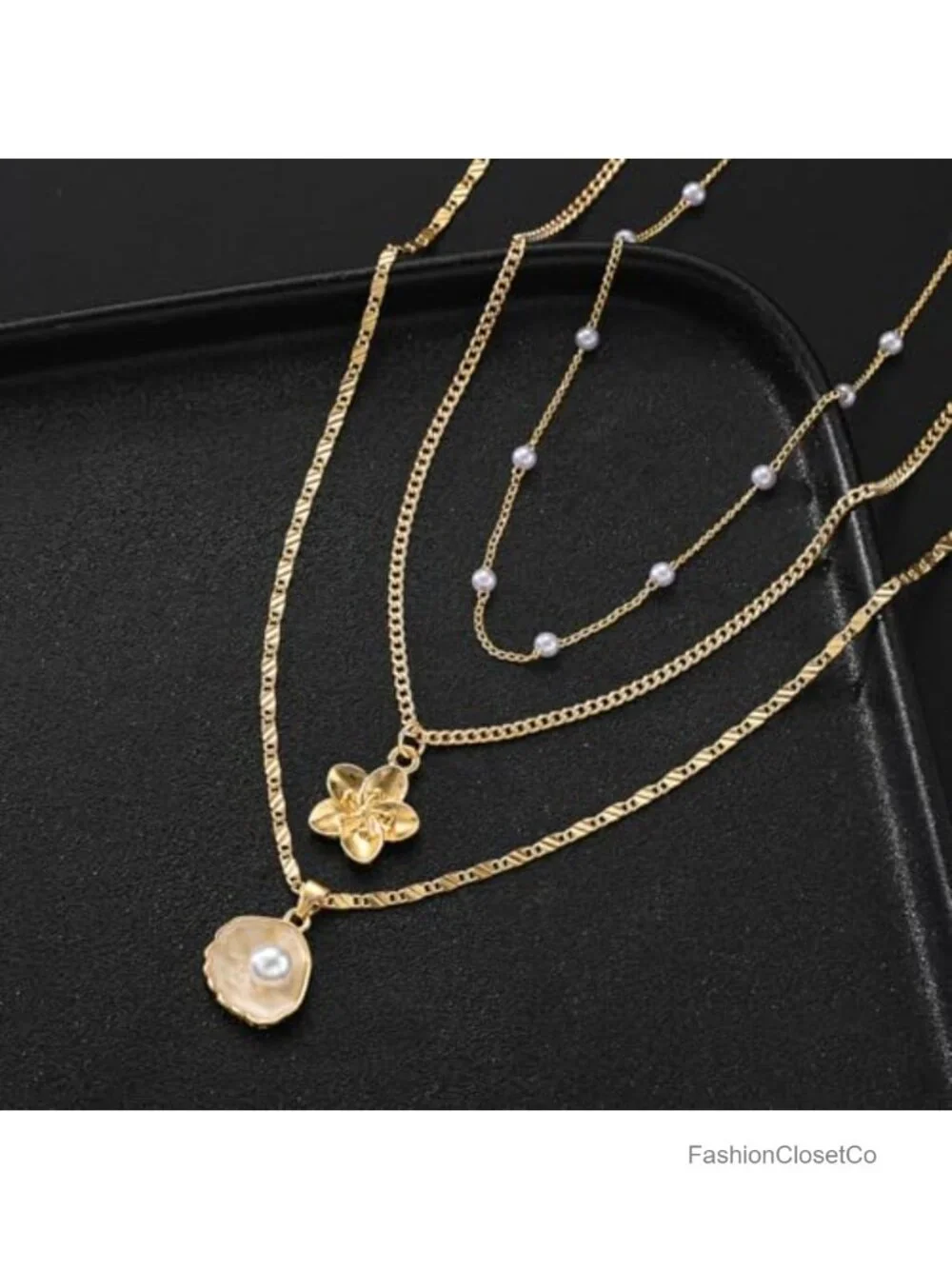 3Pc Layered Necklace Set 14K Gold Plated Fish Boho Choker